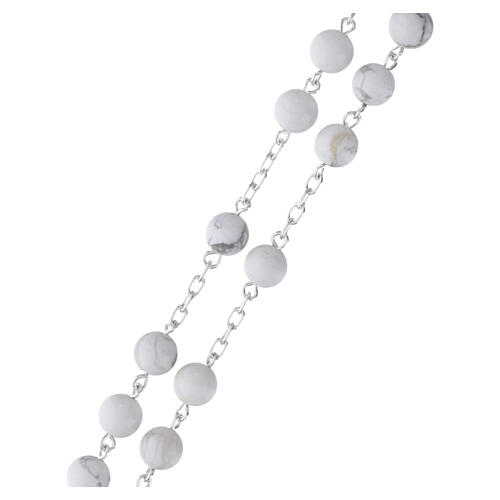 Terço prata 925 howlite branca contas 6 mm 4