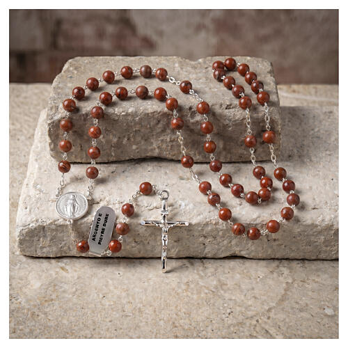 Chapelet collier en Argent 925 grains de jaspe rouge 6 mm 2