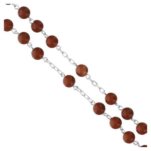Różaniec do noszenia ze srebra 925, koraliki jaspisu czerwonego 6 mm 4