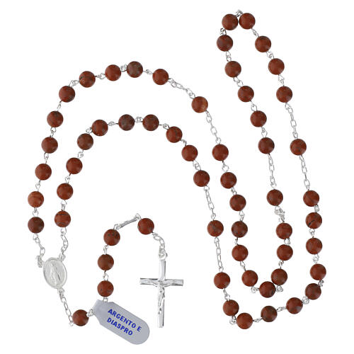 Wearable 925 silver rosary with 6 mm red jasper beads 5