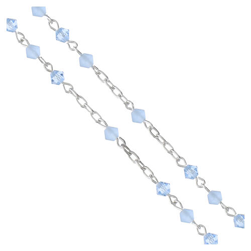 925 silver rosary with 4 mm sky-blue crystal beads 4
