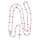Terço prata 925 com contas de cristal cor-de-rosa de 4 mm s5