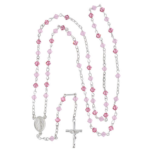 925 silver rosary with 4 mm pink crystal beads 5