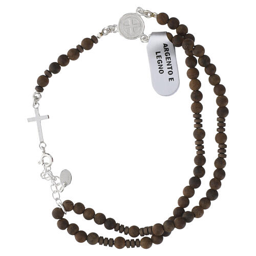Rosary bracelet of 925 silver with 0.16-inch wooden beads 3