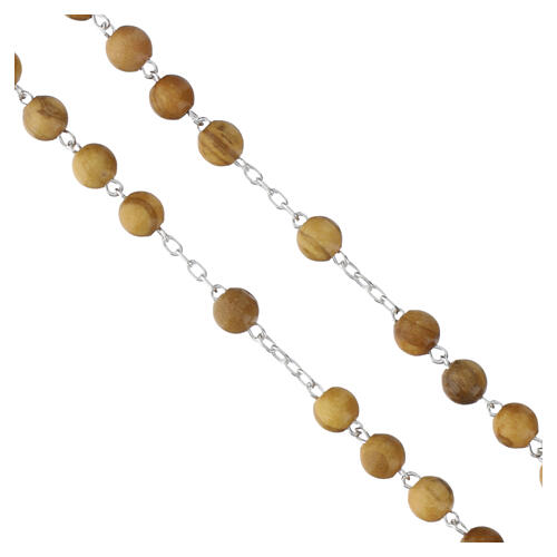 Rosario argento 925 Papa Leone XIV grani 5 mm legno d'ulivo 4