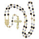 Rosario Madonna Miracolosa in cristallo grigio e nero 8 mm color oro s4