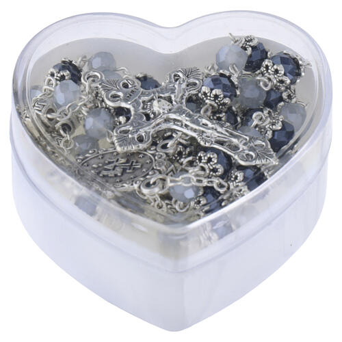 Chapelet grains 4 mm bleu-gris cristal synthétique Vierge Miraculeuse 5