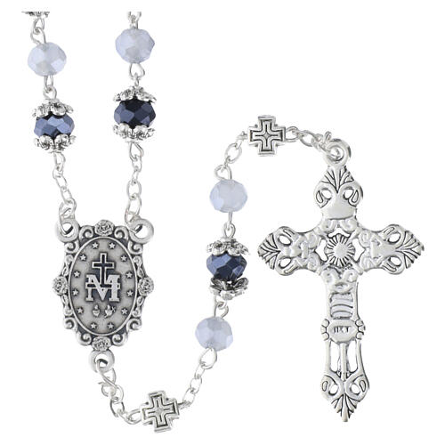 Rosary beads 4 mm blue-grey synthetic crystal Miraculous Mary 2