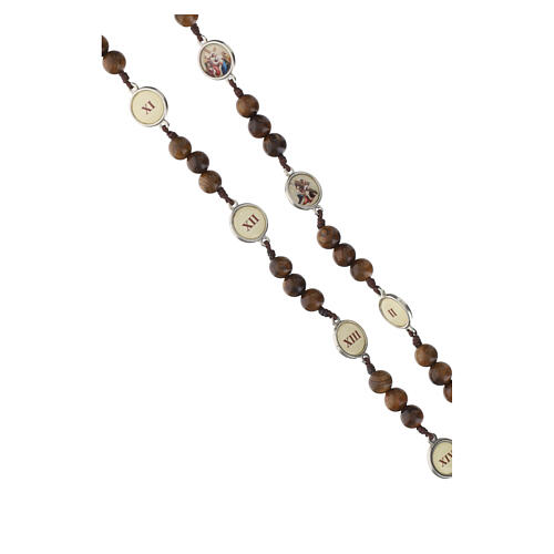 Różaniec Droga Krzyżowa, paciorki 8 mm, drewno 4