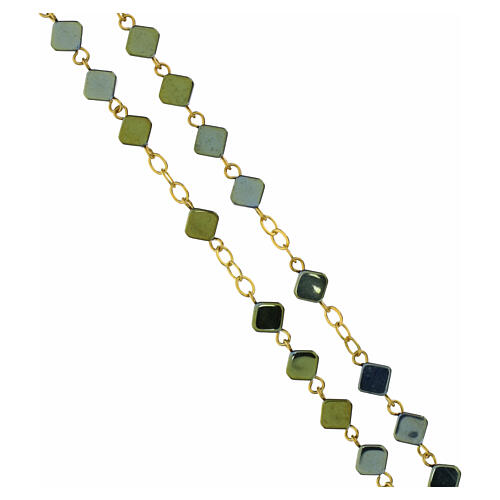 Rosario ematite verde 5 mm catena dorata 3