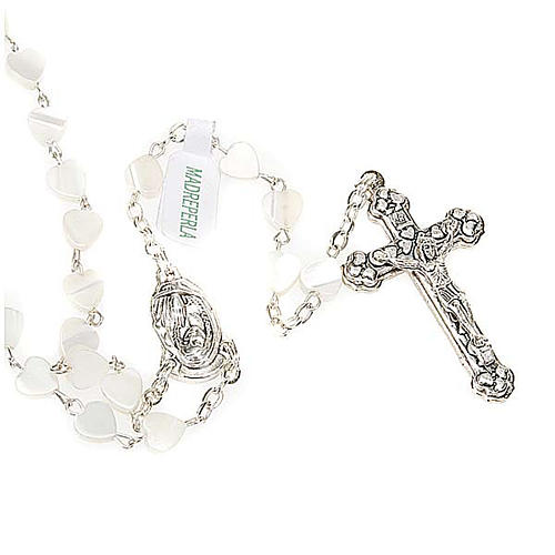 Heart-shaped beads mother of pearl rosary 1