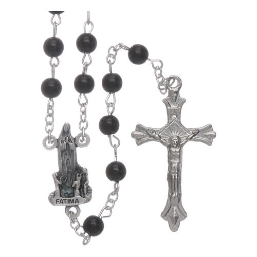 Our Lady of Fatima rosary black imitation pearl 6mm beads 1