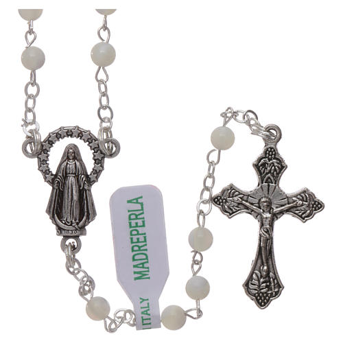 Rosary in mother-of-pearl with 2x2 mm grains 1