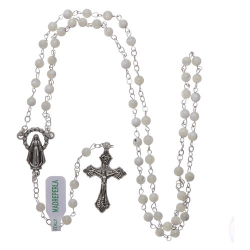 Rosary in mother-of-pearl with 2x2 mm grains 4