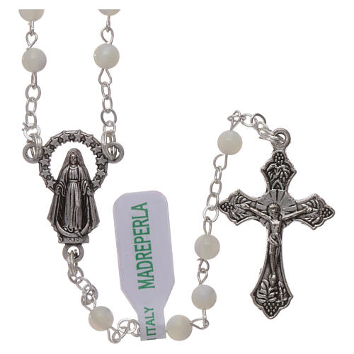 Mother-of-pearl rosary with round pearls 2 mm 1