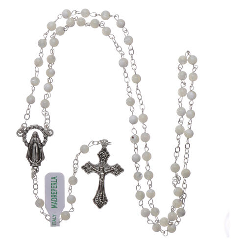 Mother-of-pearl rosary with round pearls 2 mm 4