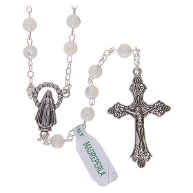 Rosary in mother-of-pearl with 3x3 mm round grains