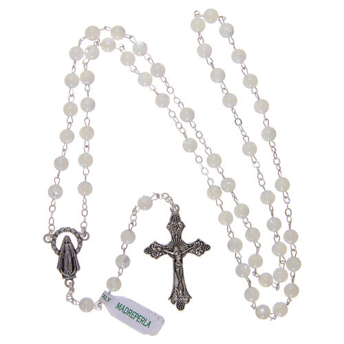 Rosary in mother-of-pearl with 3x3 mm round grains 4