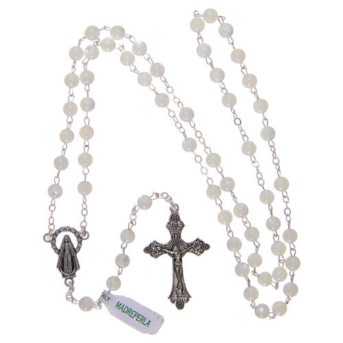 Mother-of-pearl rosary with round pearls 3 mm 4