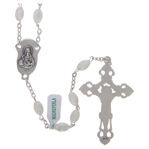 Rosary in mother-of-pearl with 7x3 mm oval grains 2