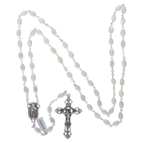 Rosary in mother-of-pearl with 7x3 mm oval grains 4
