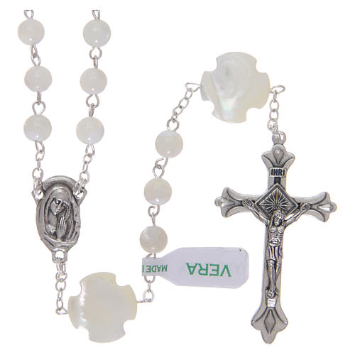 Rosary in mother-of-pearl with 3x3 mm grains 1