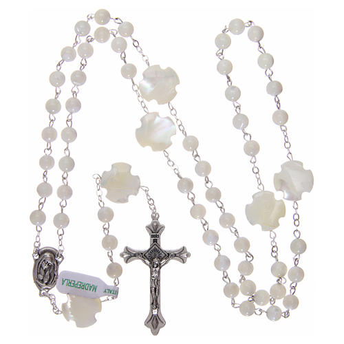 Rosary in mother-of-pearl with 3x3 mm grains 4