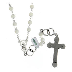 Rosary with real round mother of pearl beads 6 mm