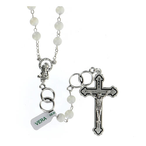 Rosary with real round mother of pearl beads 6 mm 1