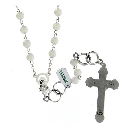 Rosary with real round mother of pearl beads 6 mm 2