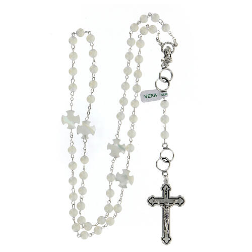 Rosary with real round mother of pearl beads 6 mm 4