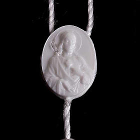 Rosenkranz, weiße Kunststoffperlen auf Nylonkordel, mit Verschluss, 6 mm