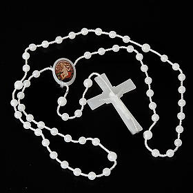 Preiswerter Rosenkranz, weiße Perlen auf Nylonkordel, 5 mm, Wettinger Jesuskind