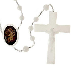 White nylon rosary with image of Baby Jesus from Wettingen