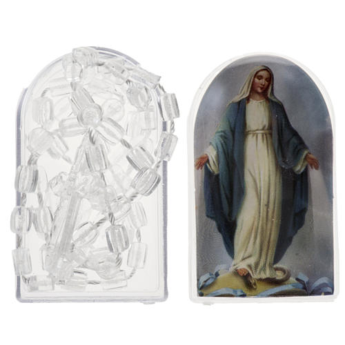 Transparent nylon rosary with box, centerpiece easy to open 1
