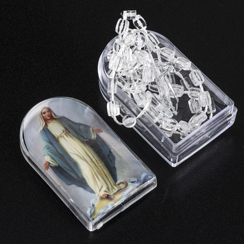 Transparent nylon rosary with box, centerpiece easy to open 2