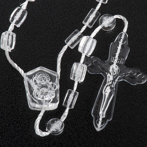 Transparent nylon rosary with box, centerpiece easy to open 3