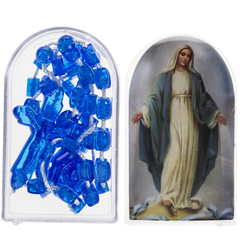 Blu nylon rosary with box, easy to open 1