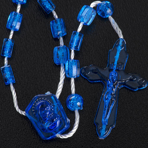 Blu nylon rosary with box, easy to open 5