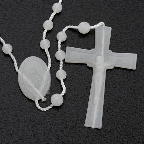 7 mm DELLARTE Artikel Religiosi Rosenkranz handgefertigt mit Haken Kunststoff fluoreszierend