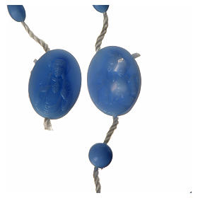 Light blue nylon rosary, centerpiece easy to open