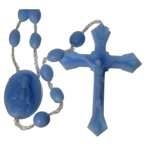 Light blue nylon rosary, centerpiece easy to open 1