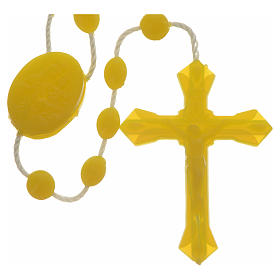 Yellow nylon rosary, centerpiece easy to open