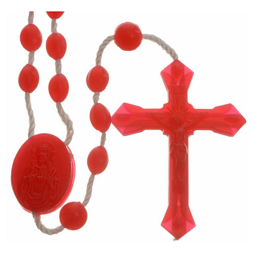 Red nylon rosary with locket centrepiece 1