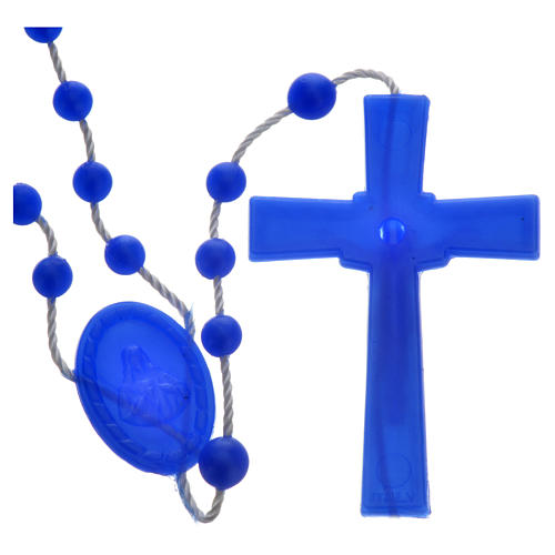 Blue pearl effect nylon rosary 2