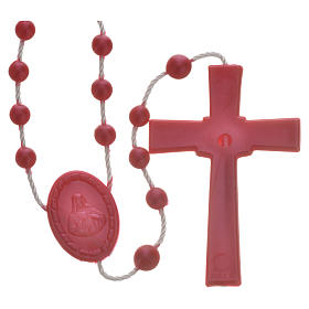 Red pearl effect nylon rosary