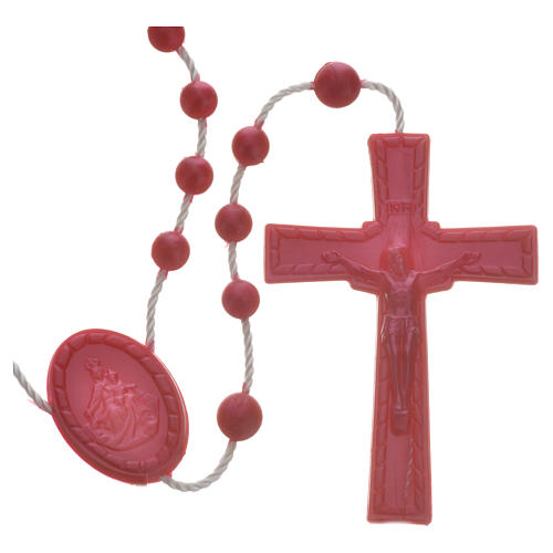 Red pearl effect nylon rosary 1