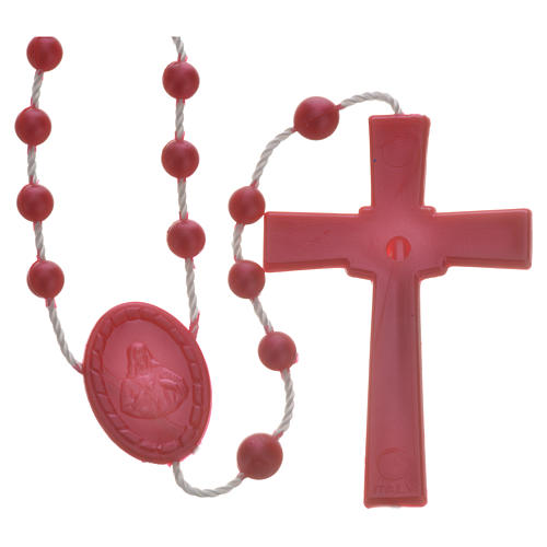 Red pearl effect nylon rosary 2