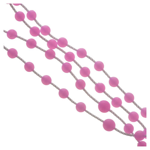 Rosenkranz, magentafarbene Kunststoffperlen auf Nylonkordel, temperaturempfindlich 3