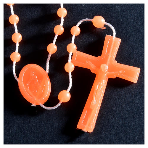 Nylon florescent rosary beads, orange 2